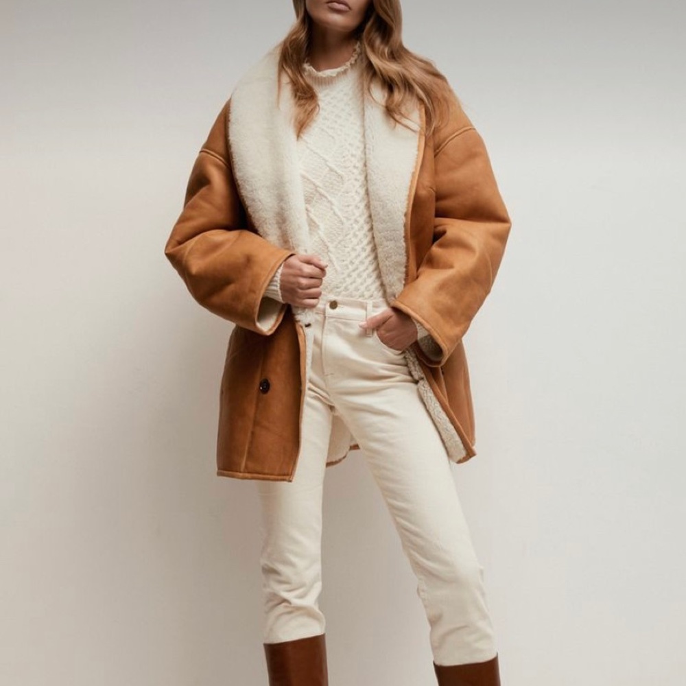 Oversized Vintage Genuine Shearling Jacket